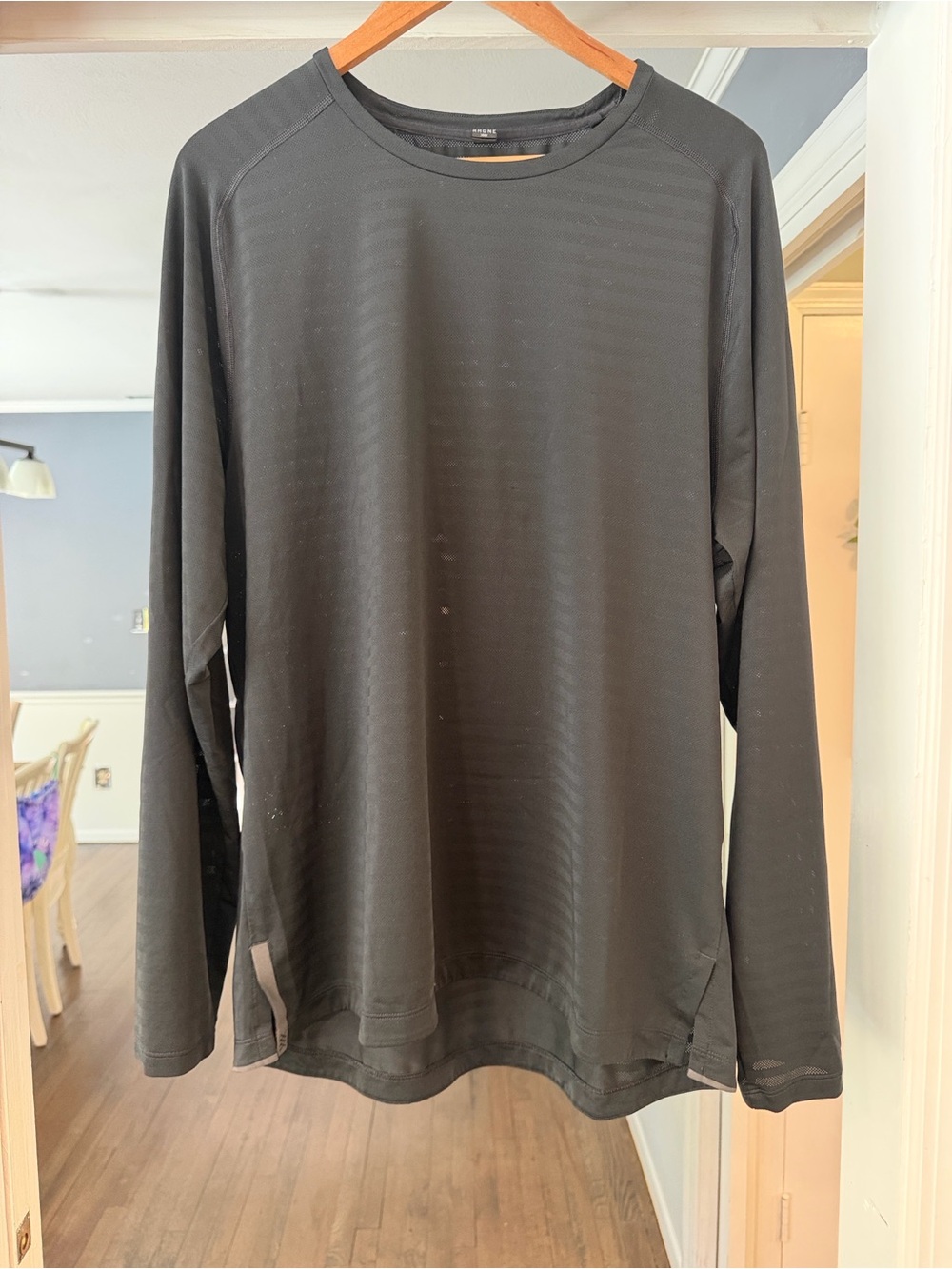 Men's RHONE Long-Sleeve Crew Neck Performance Shirt - Black